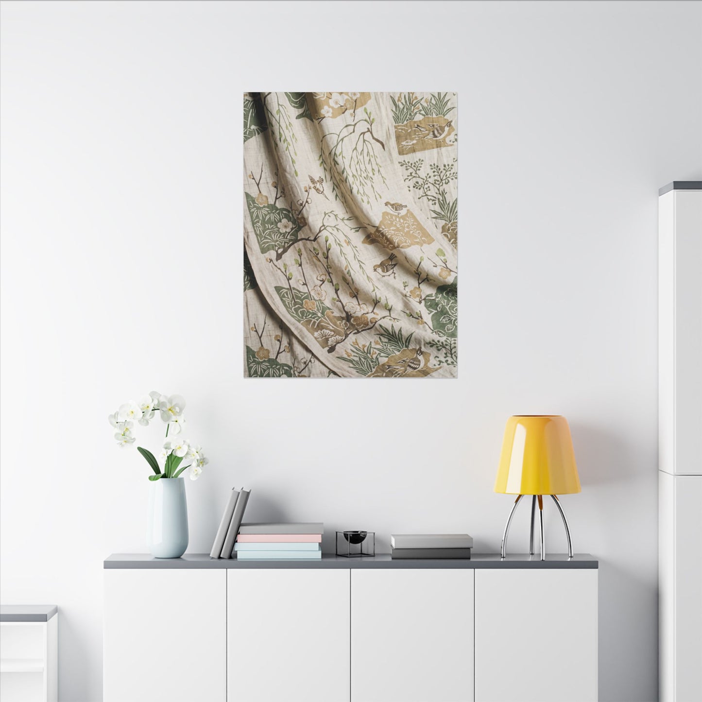 Silk Drape Canvas Art | Spring Japandi Japanese Pattern Art