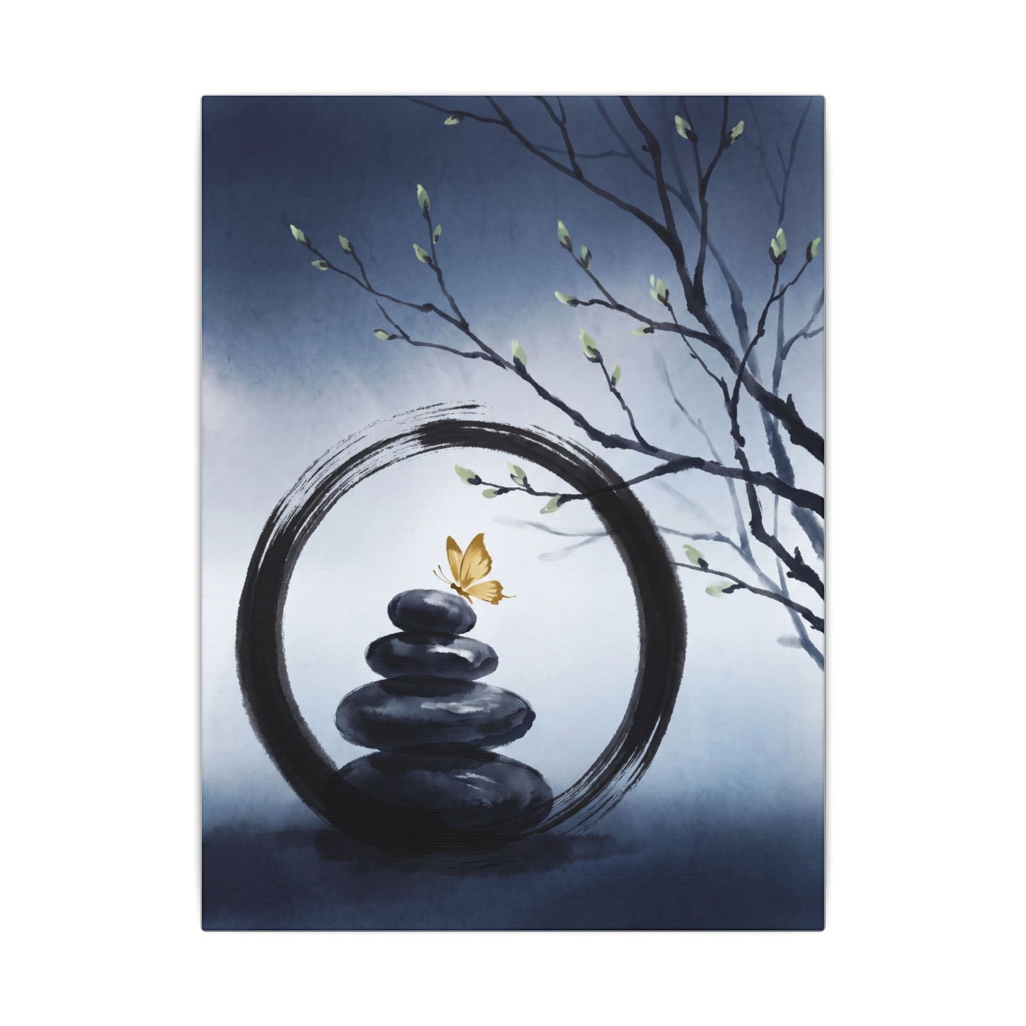 River Stones Spring Canvas Art | Zen Peaceful Design