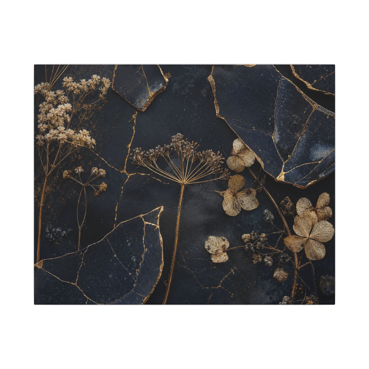 Philosophical Dried Flowers Canvas Art - Broken Beauty Kintsugi