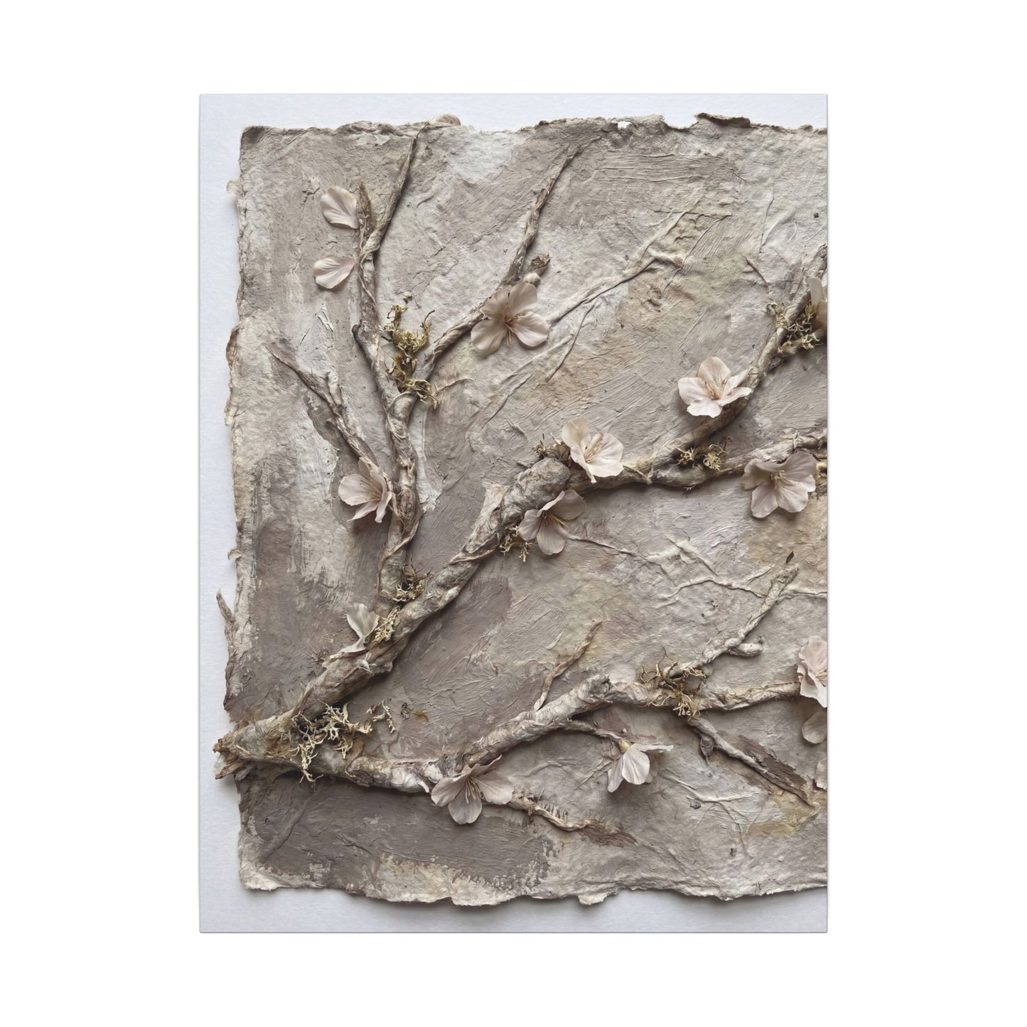 Summer Cherry Blossom Texture Canvas Art | Earthy Decor