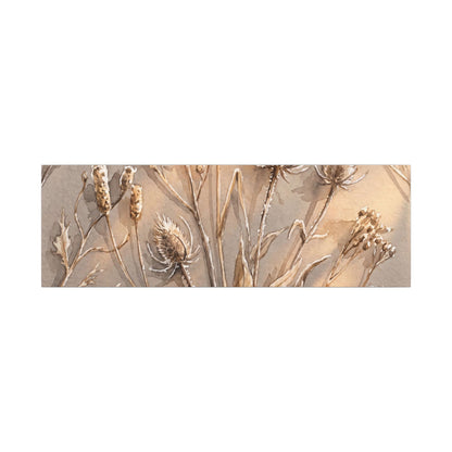Japandi Dried Flowers in Golden Hour | Watercolor Canvas Art
