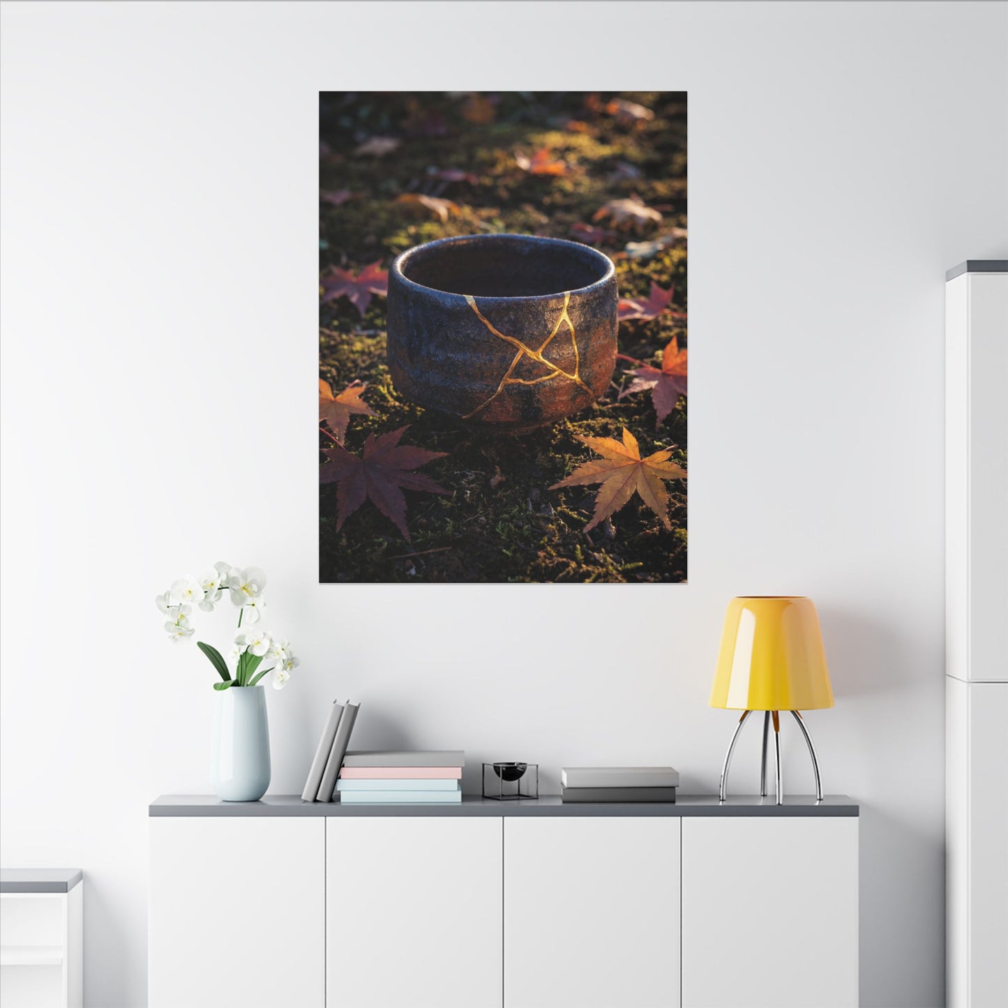 Kanso Moonlit Garden Canvas Art - Kintsugi Gold Repair