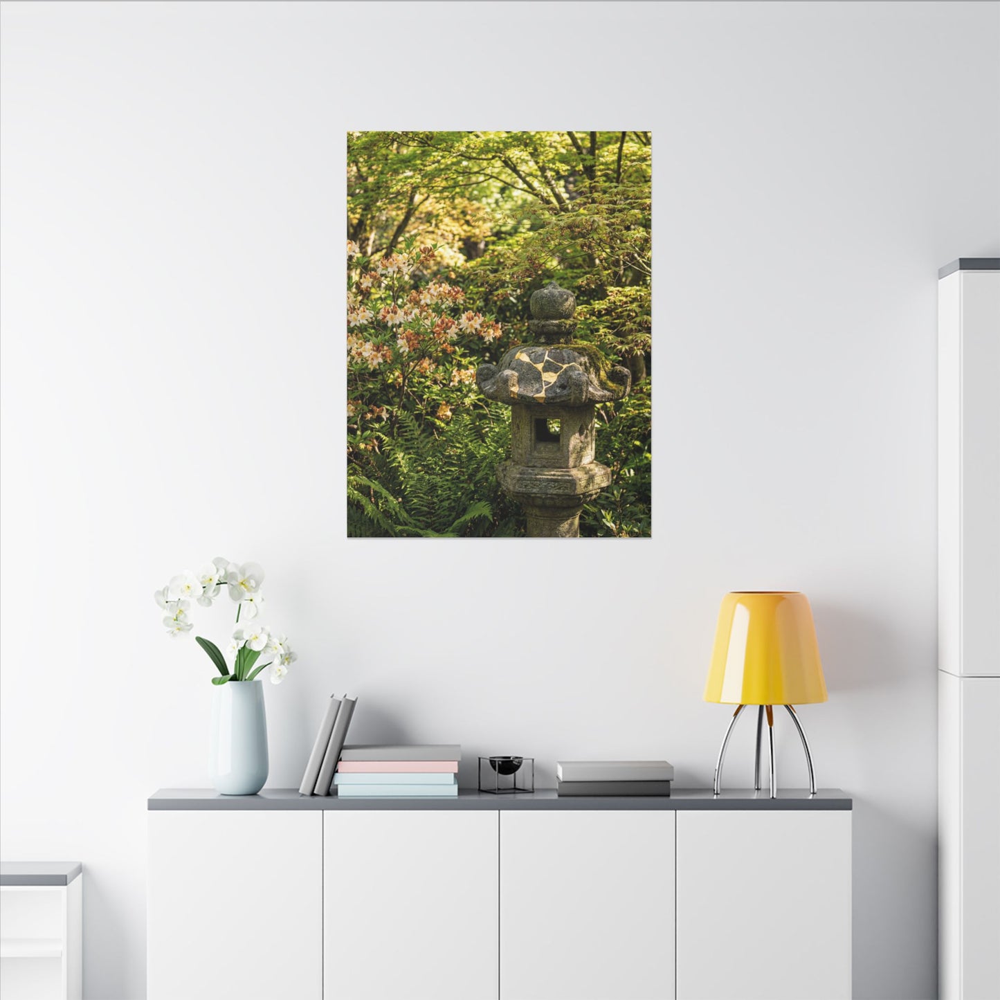 Spring Stone Lantern Gold Repair Canvas Art | Beautiful Decor