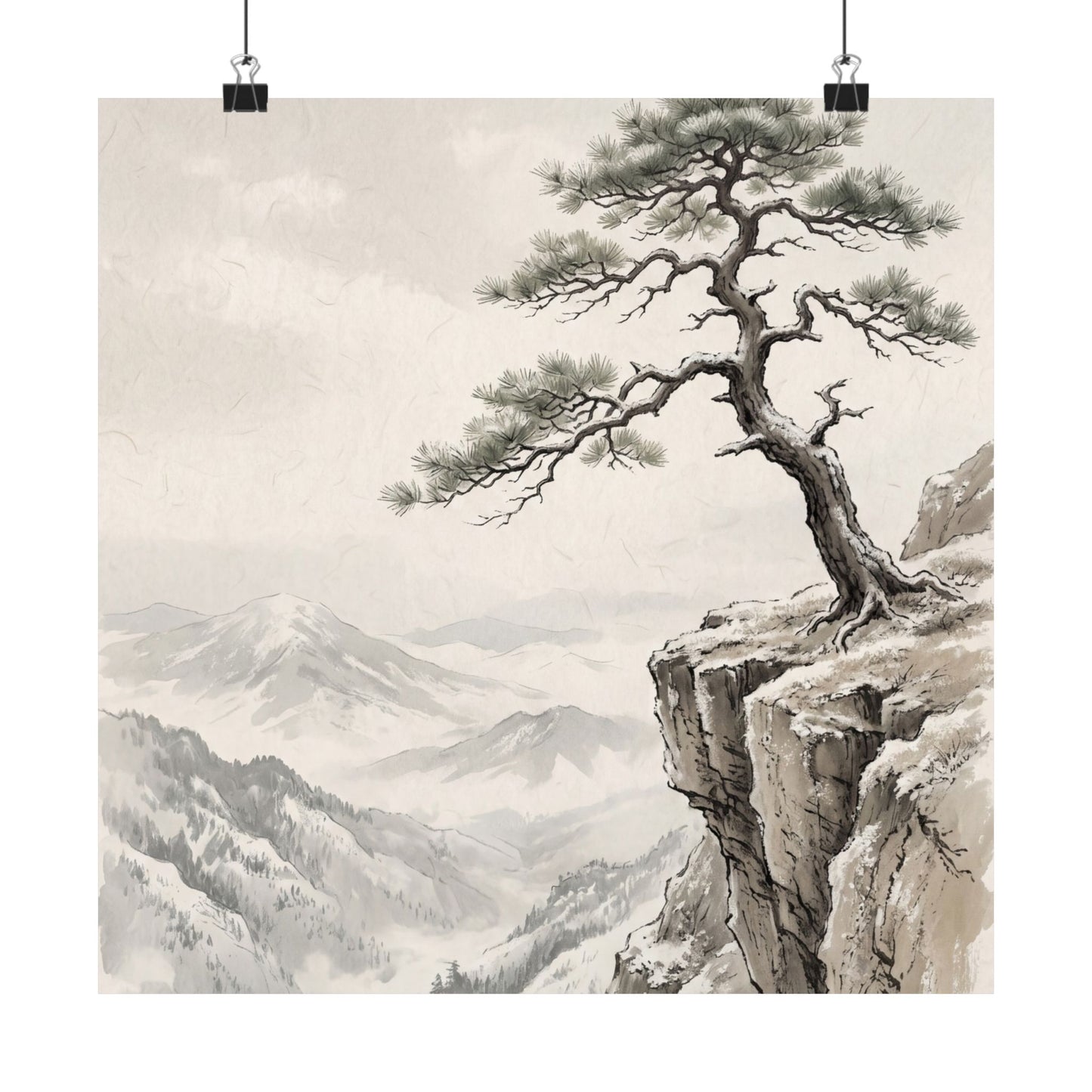 Pine Tree Wall Art Print | Winter Japandi Japanese Pattern Art