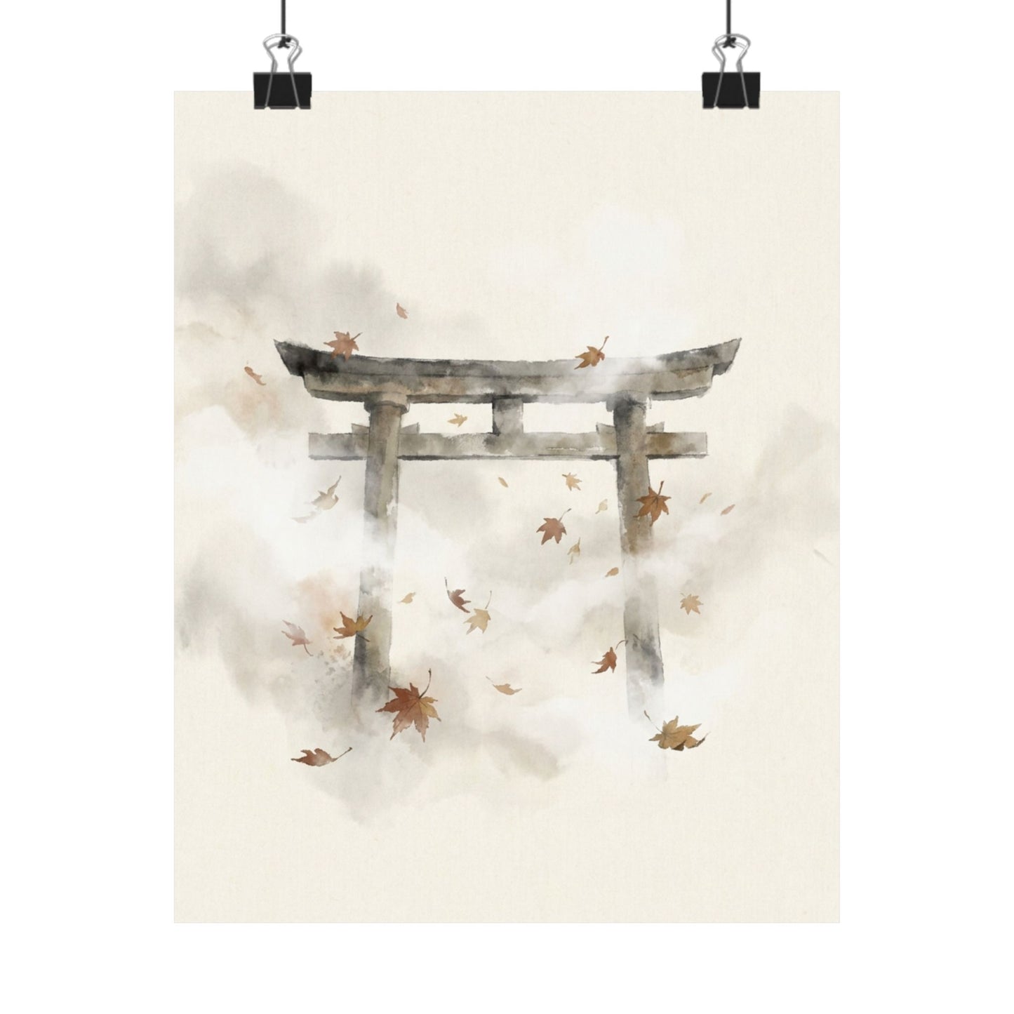 Calm Torii Gate Wall Art Print - Sumi E Zen