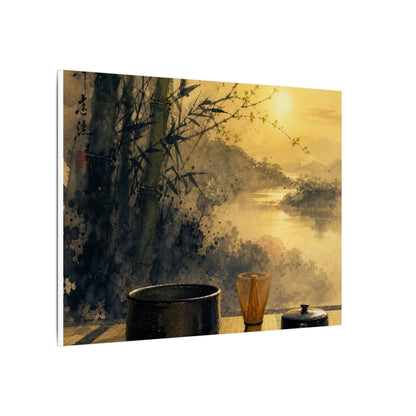 Tea Ceremony Sumi E Canvas Art | Contemplative Zen Art