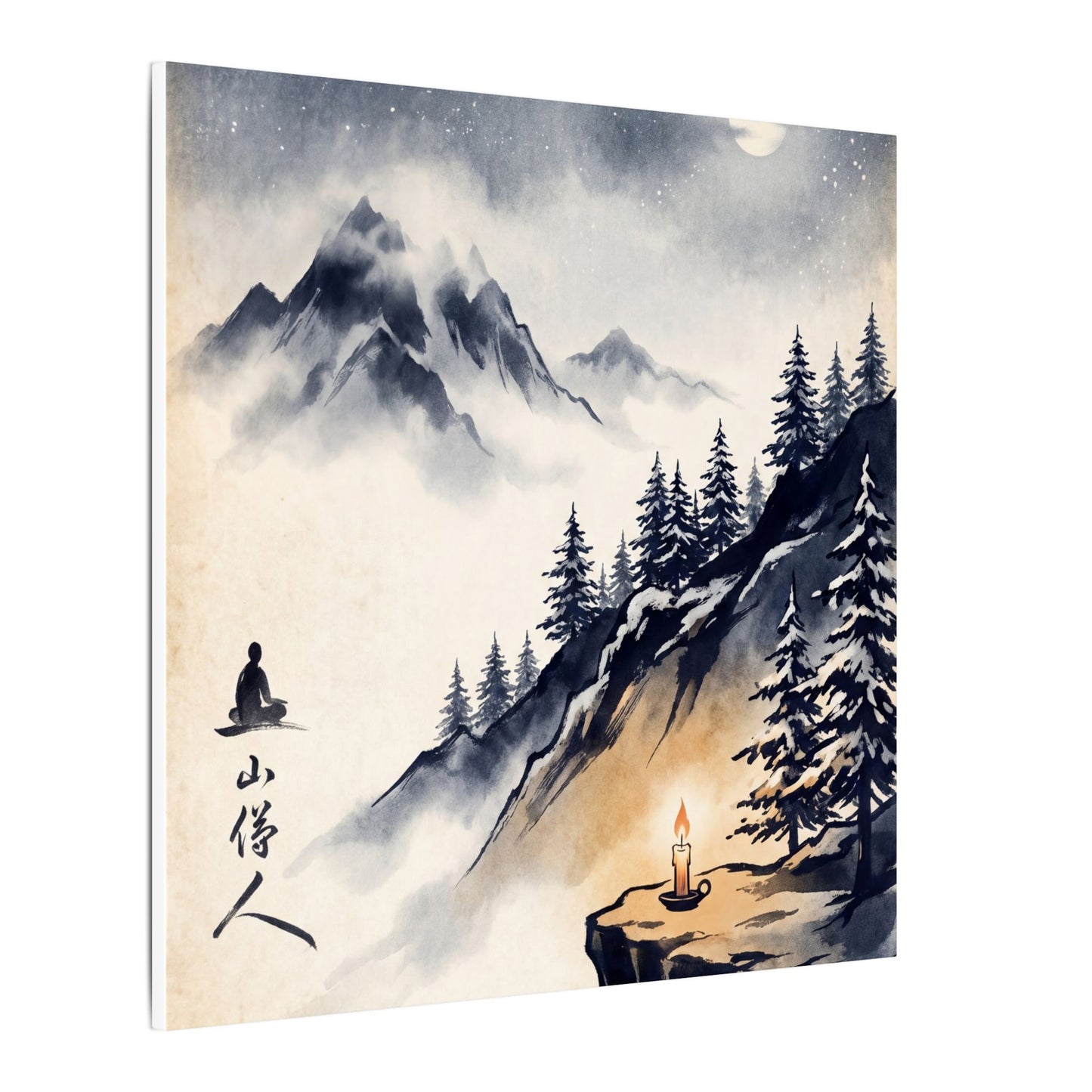 Mountain Mist Canvas Art | Winter Zen Ukiyo E Inspired Art