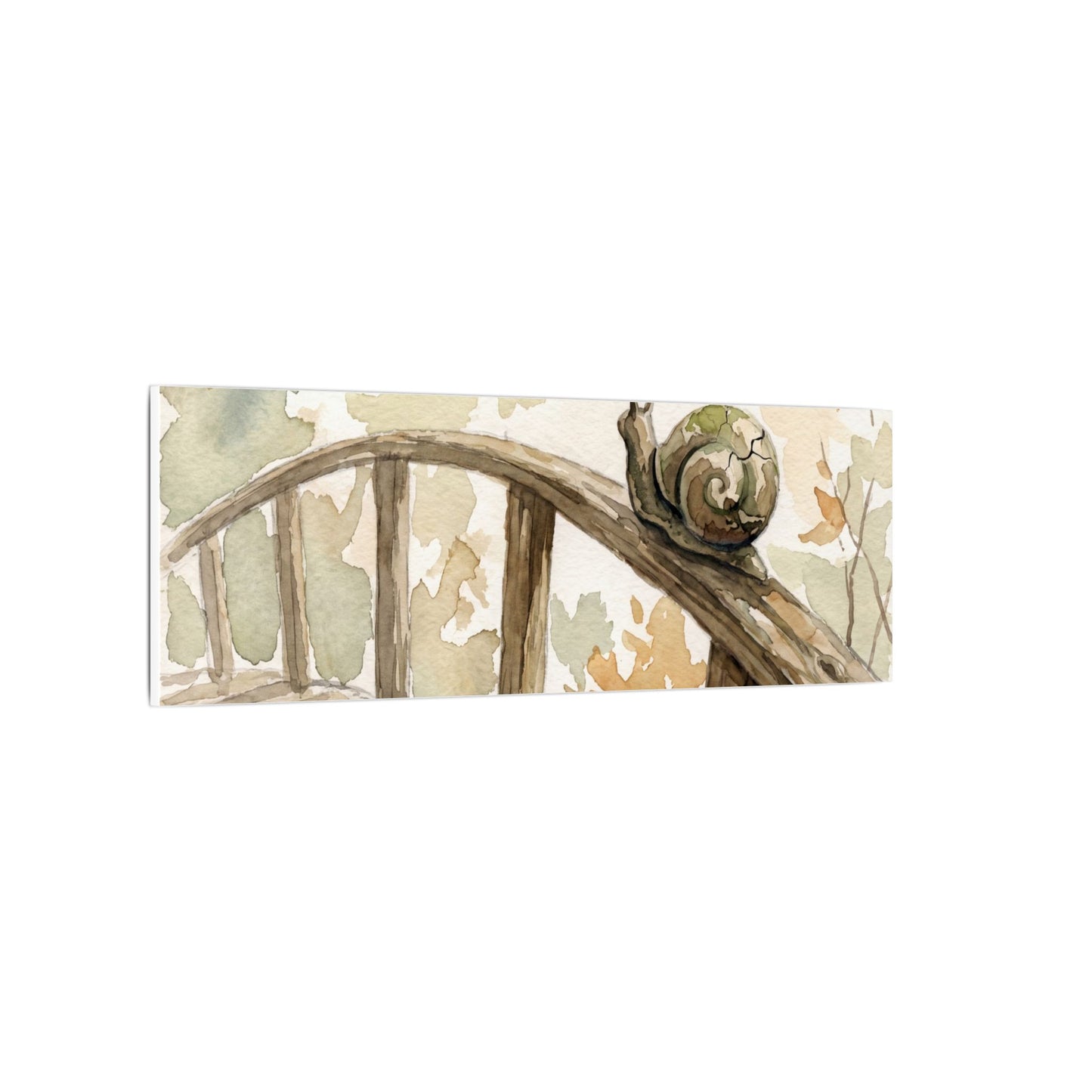 Wooden Bridge Canvas Art | Autumn Japandi Watercolor Art