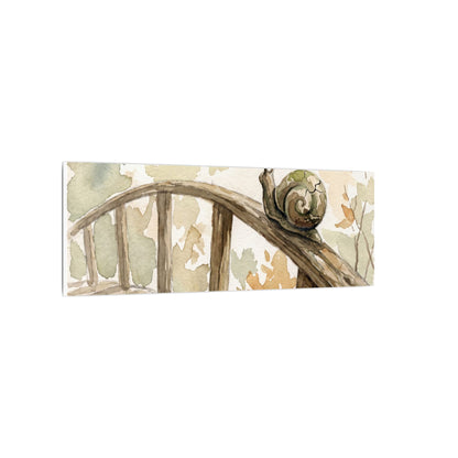 Wooden Bridge Canvas Art | Autumn Japandi Watercolor Art