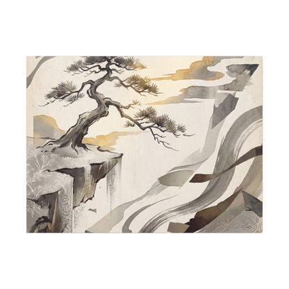 Golden Hour Pine Tree Canvas Art - Japandi Seijaku Art Print