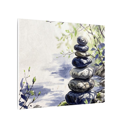 River Stones Sumi E Canvas Art | Serene Zen Art