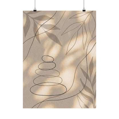 Kanso River Stones Wall Art Print - Japandi Minimal Line Art Print