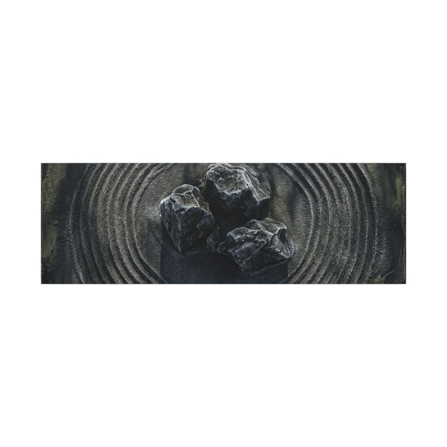 Moody Rock Garden Canvas Art - Dark Texture Dark Japandi