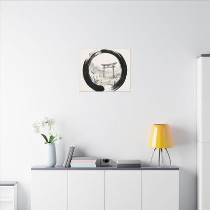 Spring Torii Gate Enso Canvas Art | Tranquil Decor