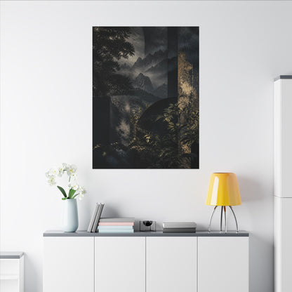 Mountain Mist Summer Canvas Art | Dark Japandi Atmospheric Design