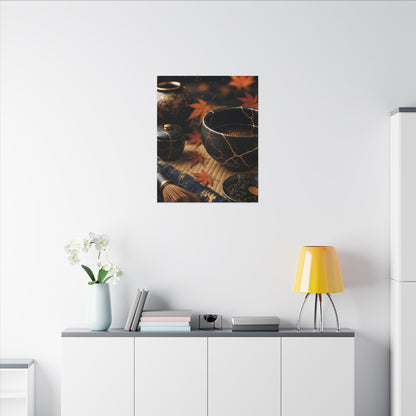 Seijaku Tea Ceremony Canvas Art - Kintsugi Gold Repair