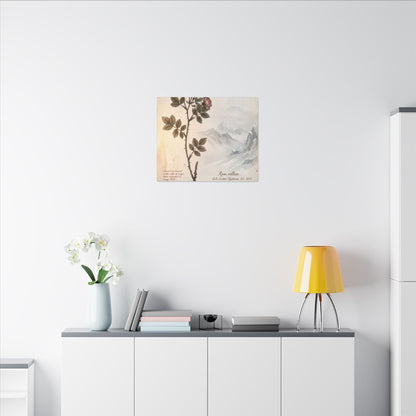 Winter Mountain Mist Herbarium Canvas Art | Earthy Decor