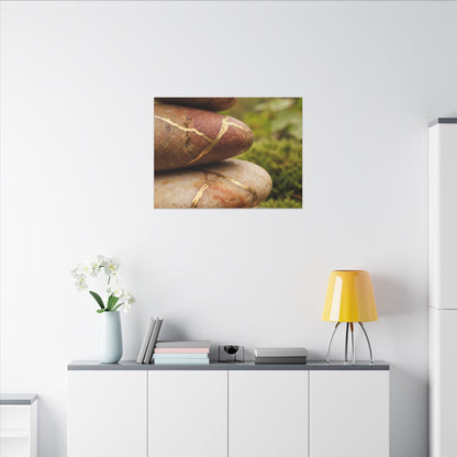 River Stones Summer Canvas Art | Kintsugi Healing Design