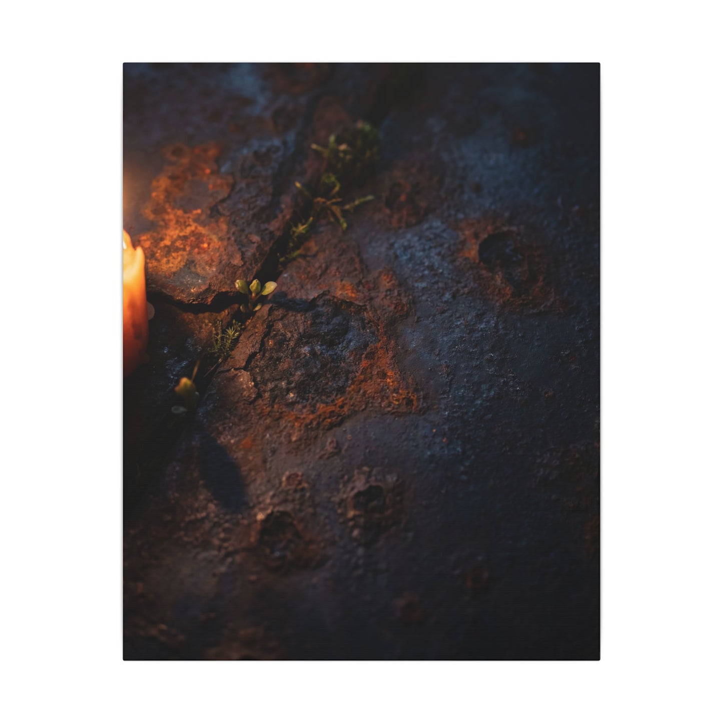 Candlelight Rust Patina Canvas Art - Dark Japandi Ma