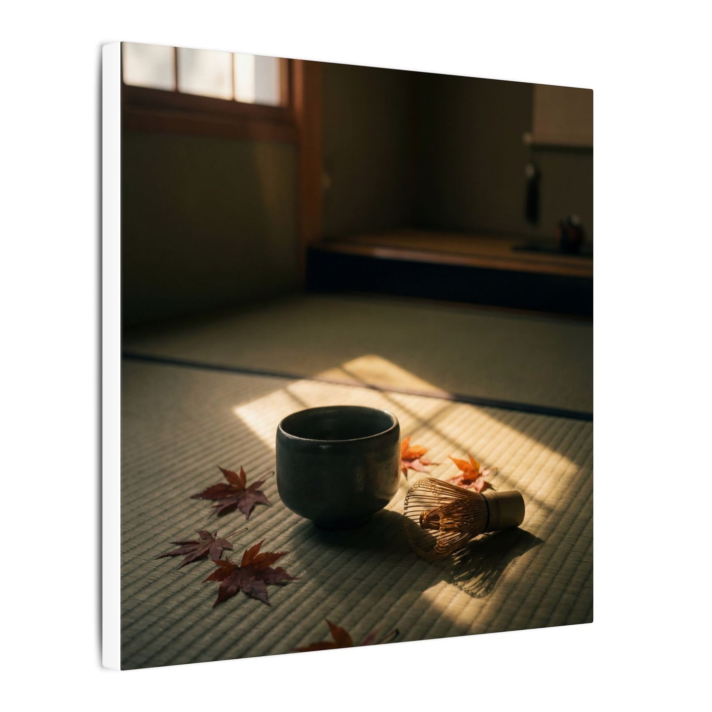 Dark Japandi Tea Ceremony in Golden Hour | Moody Minimal Canvas Art