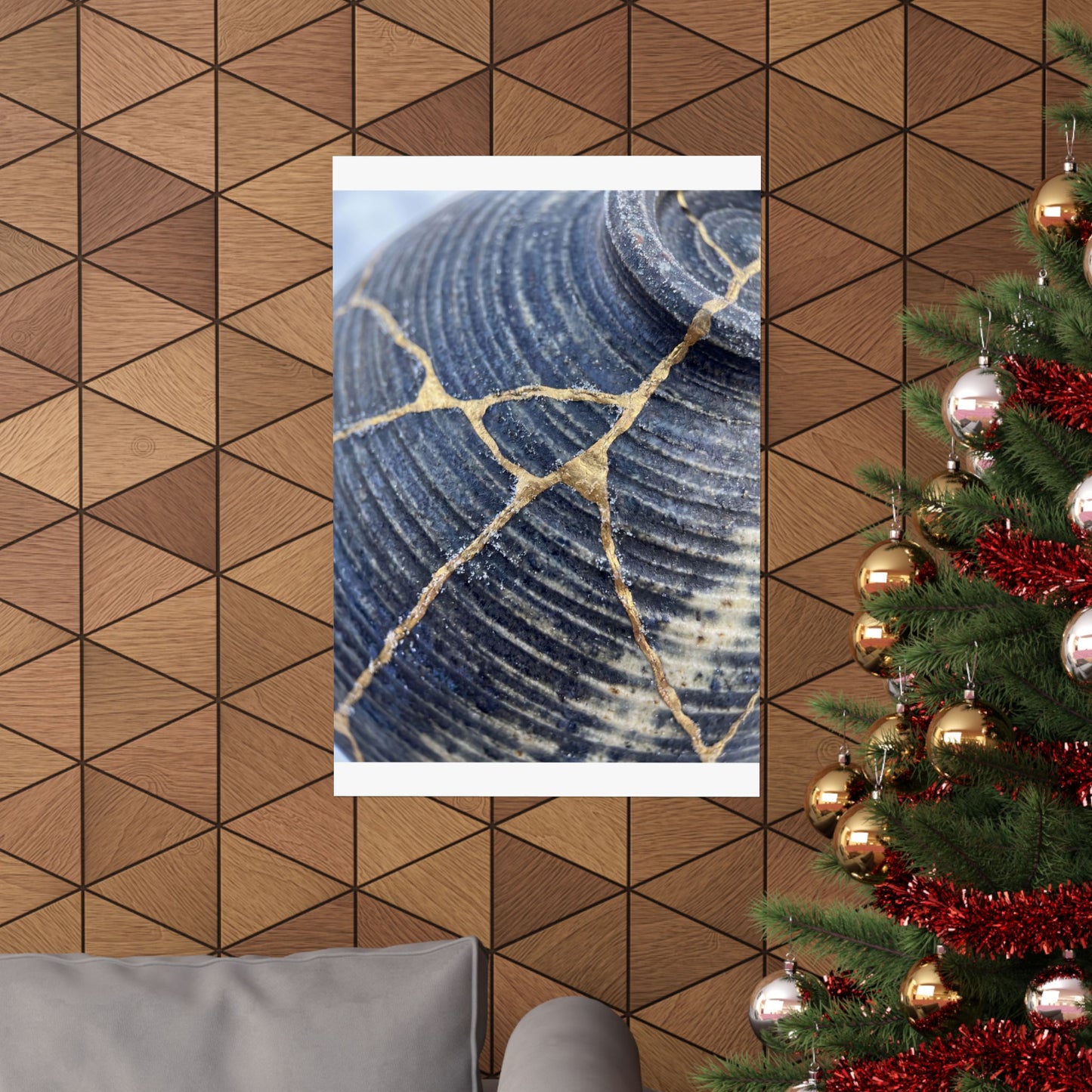 Shibui Water Ripple Wall Art Print - Kintsugi Gold Repair