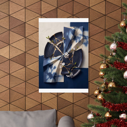 Kintsugi Paper Fold in Moonlight | Gold Repair Wall Art Print