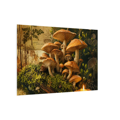 Spring Wild Mushrooms Herbarium Canvas Art | Earthy Decor