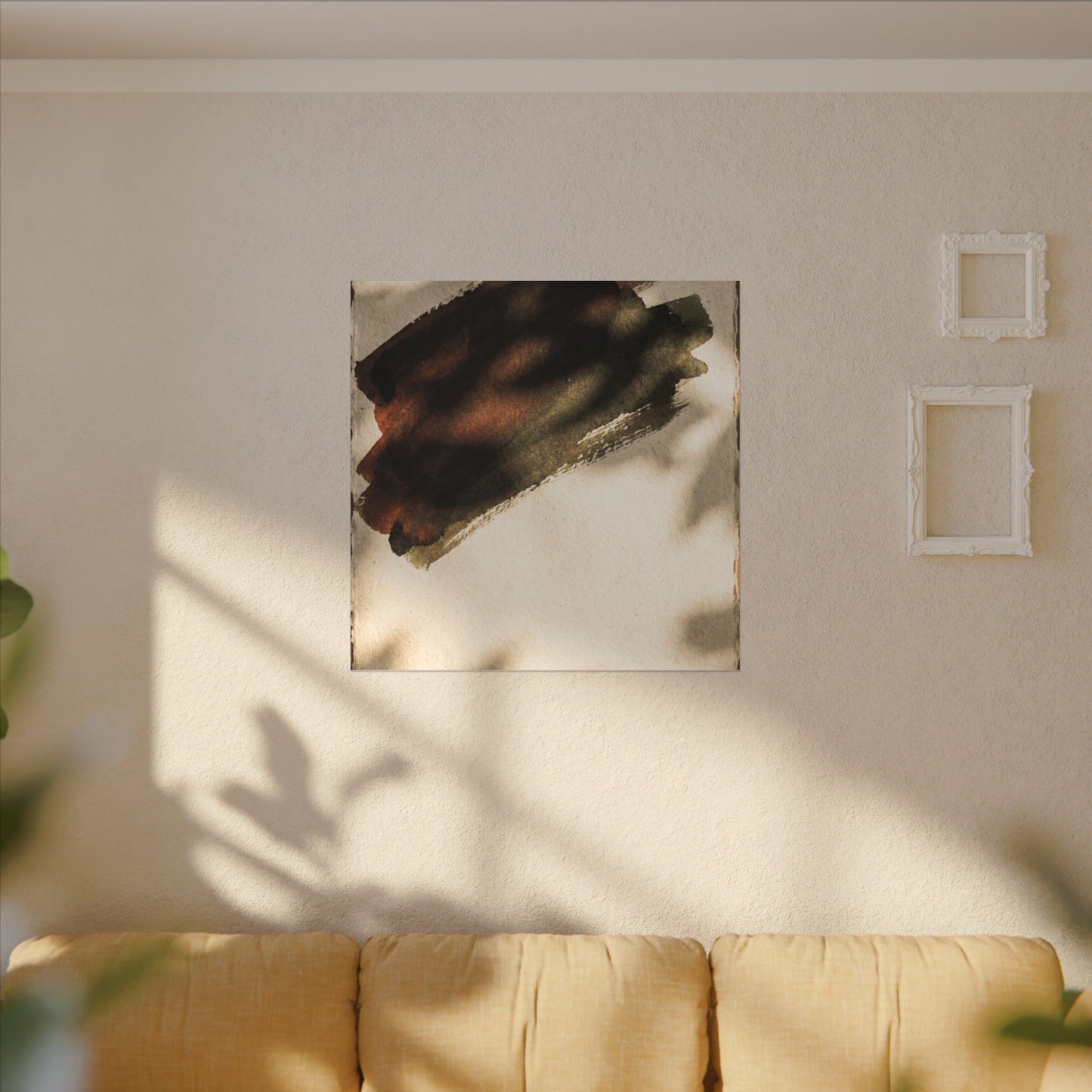 Ink Brushstroke Canvas Art | Summer Dark Japandi Moody Minimal Art