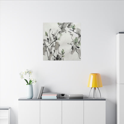 Zen Ink Brushstroke in Overcast | Sumi E Canvas Art