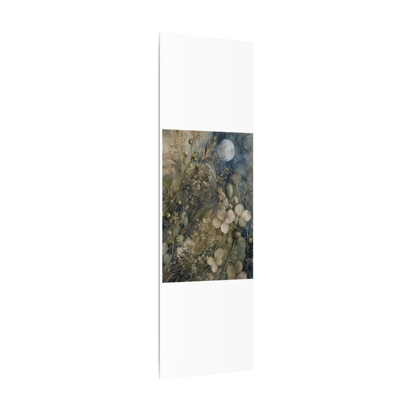 Japandi Dried Flowers in Moonlight | Watercolor Canvas Art