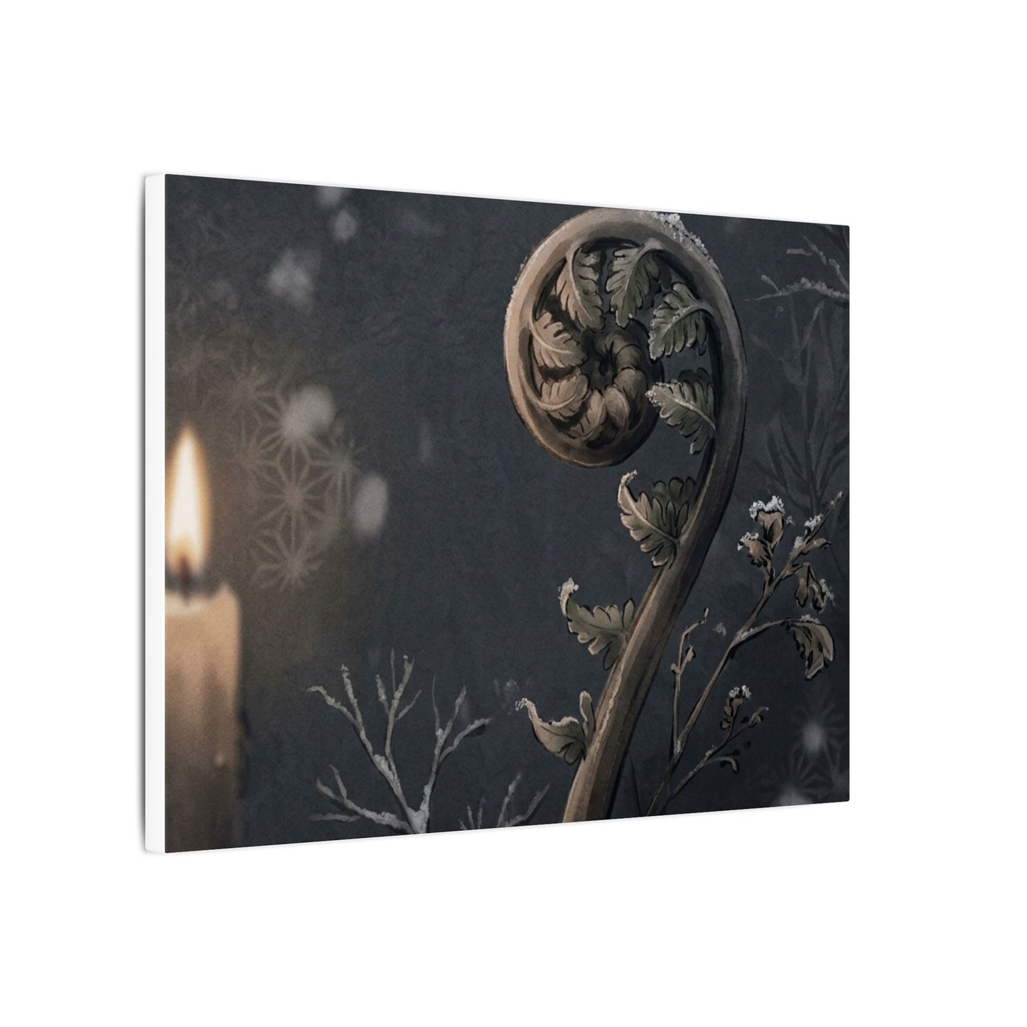 Candlelight Fern Unfurling Canvas Art - Japandi Ma