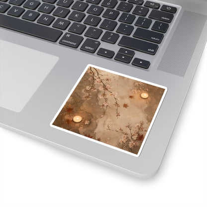 Autumn Cherry Blossom Japanese Pattern Sticker | Earthy Decor