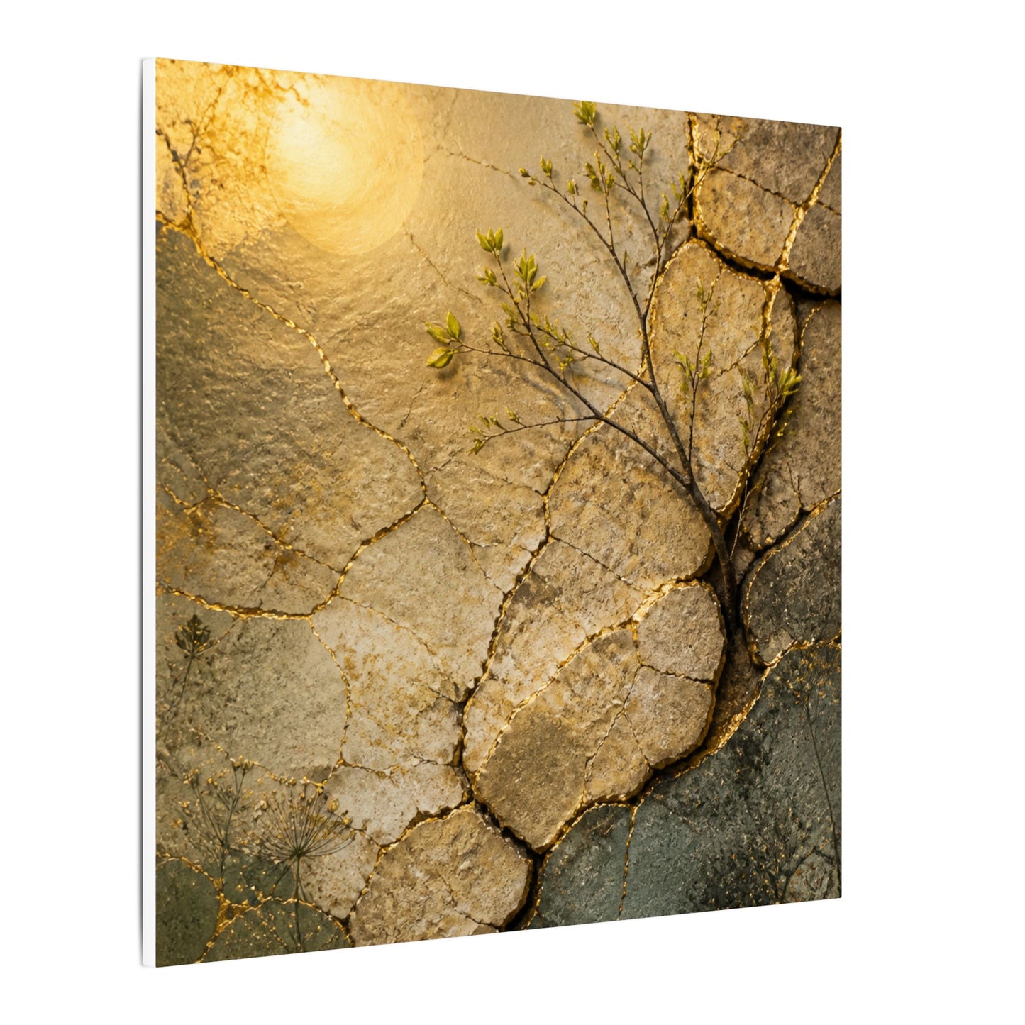 Cracked Earth Spring Canvas Art | Japandi Warm Design