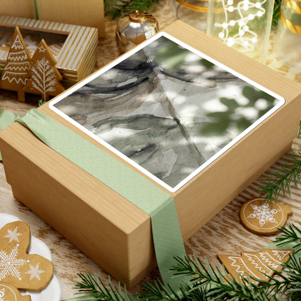 Japandi Paper Fold in Dappled | Watercolor Sticker Art Print