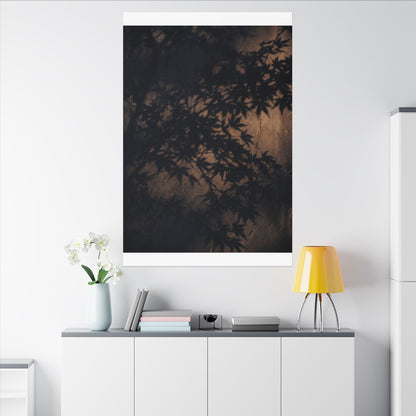 Shadow Play Autumn Canvas Art | Dark Japandi Atmospheric Design