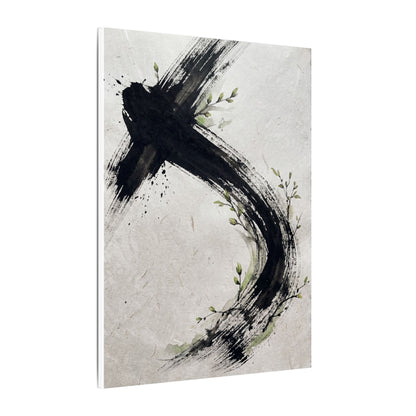 Ink Brushstroke Spring Canvas Art | Dark Japandi Sophisticated Design