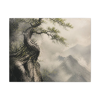 Spring Pine Tree Watercolor Canvas Art | Warm Decor