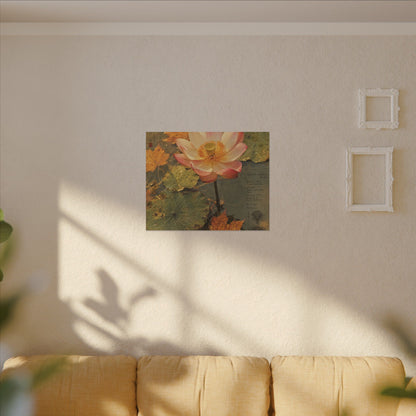 Autumn Lotus Flower Herbarium Canvas Art | Rustic Decor