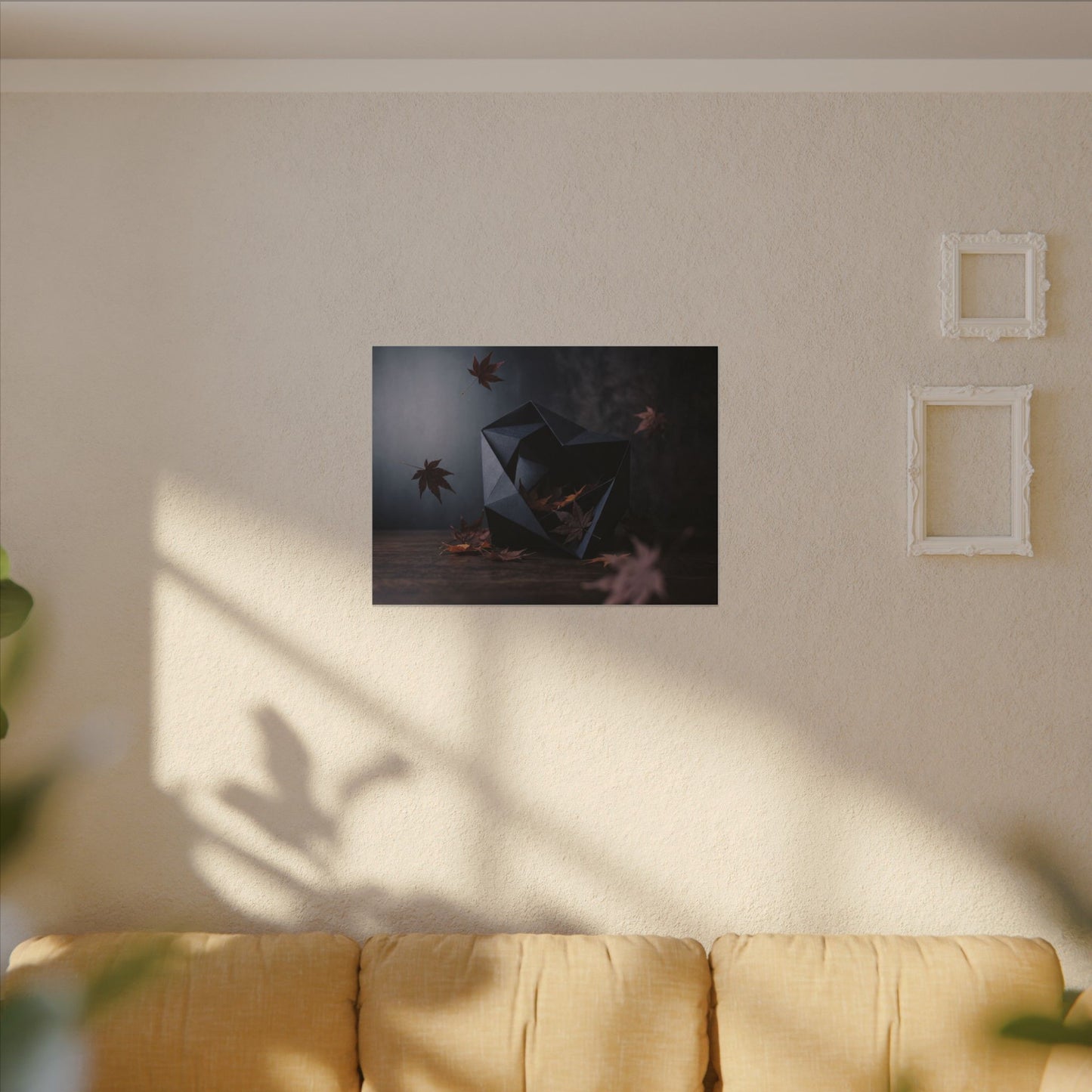 Dark Japandi Paper Fold in Dawn | Shadow Zen Canvas Art
