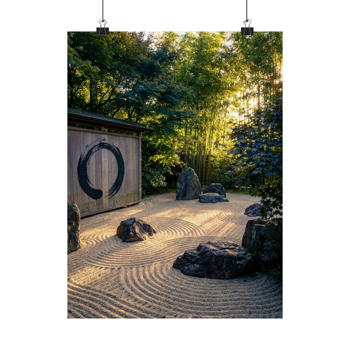 Golden Hour Rock Garden Wall Art Print - Zen Mono No Aware