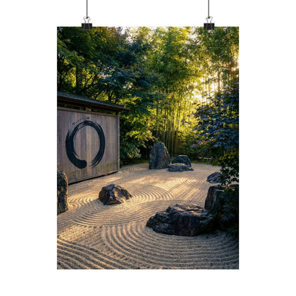 Golden Hour Rock Garden Wall Art Print - Zen Mono No Aware