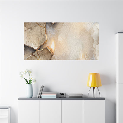 Broken Pottery Winter Canvas Art | Japandi Warm Design