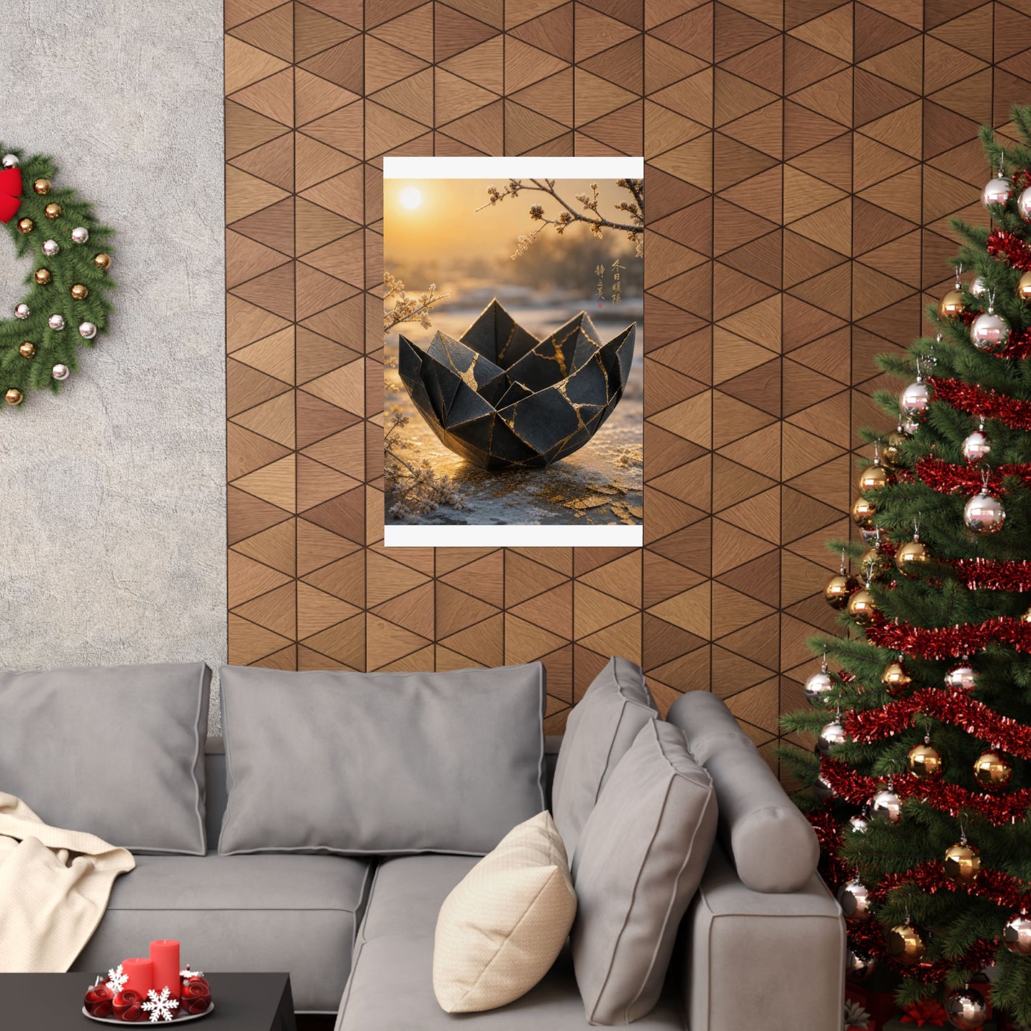 Paper Fold Gold Repair Wall Art Print | Resilient Kintsugi Art