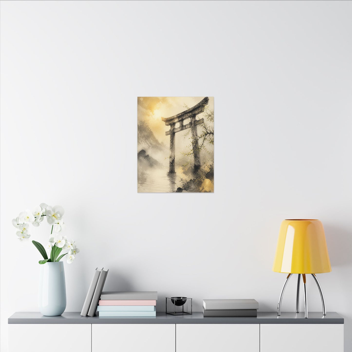 Spring Torii Gate Sumi E Canvas Art | Tranquil Decor