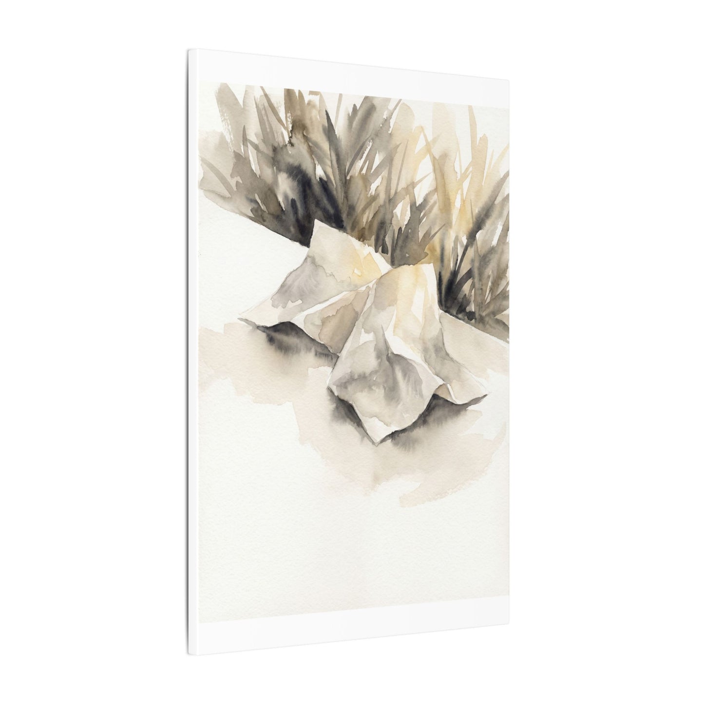 Paper Fold Watercolor Canvas Art | Warm Japandi Art