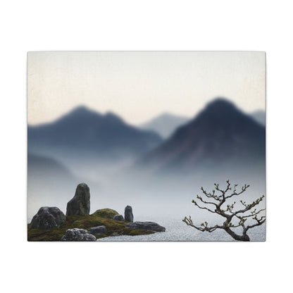 Mountain Mist Karesansui Canvas Art | Contemplative Zen Art