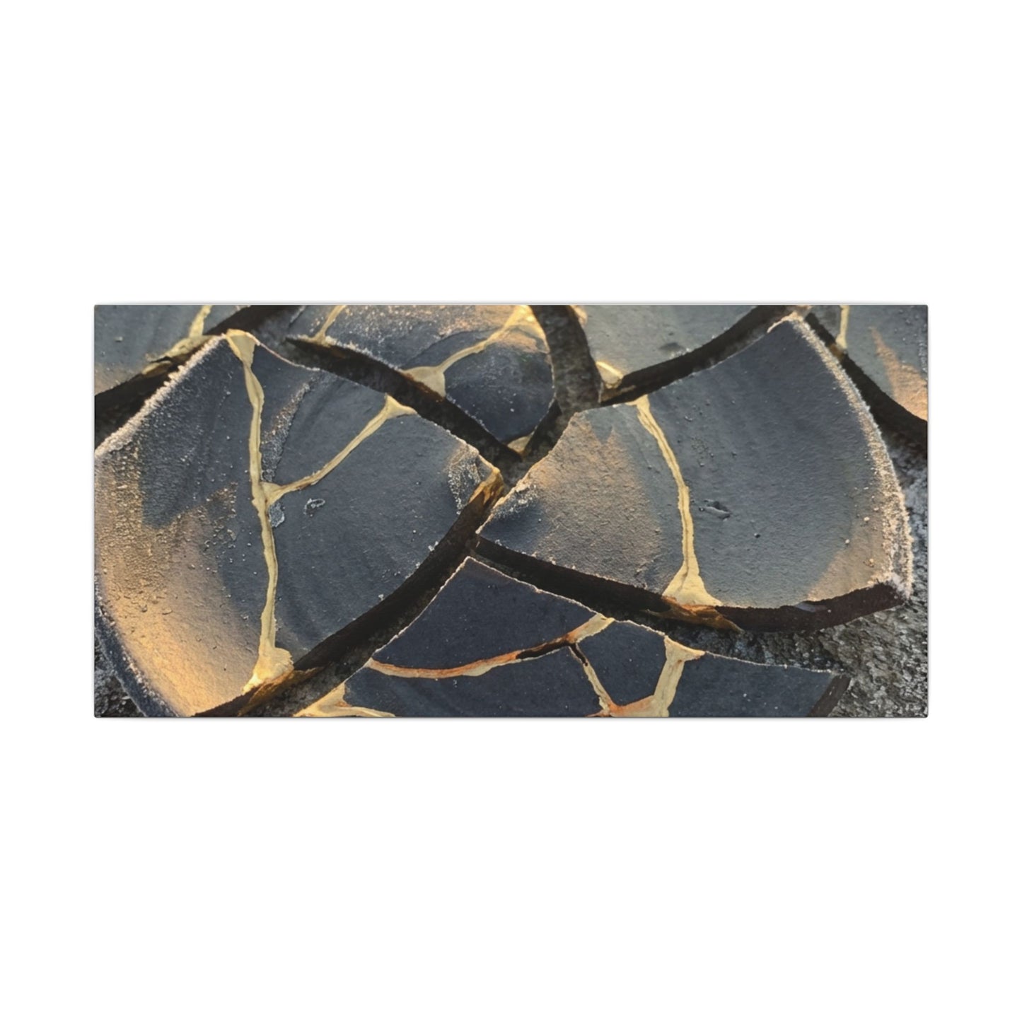 Broken Pottery Winter Canvas Art | Kintsugi Resilient Design