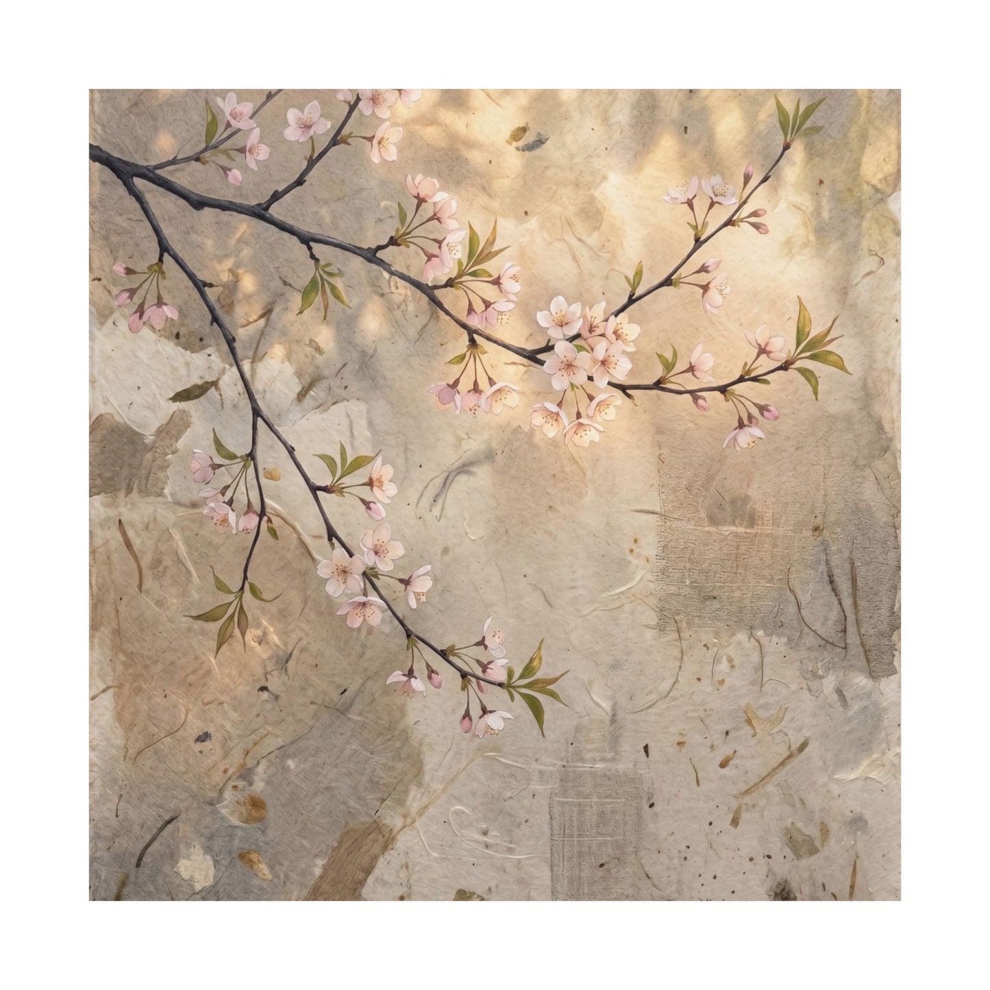 Warm Cherry Blossom Wall Art Print - Texture Japandi