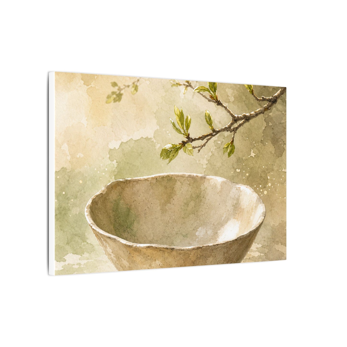 Warm Ceramic Bowl Canvas Art - Watercolor Japandi