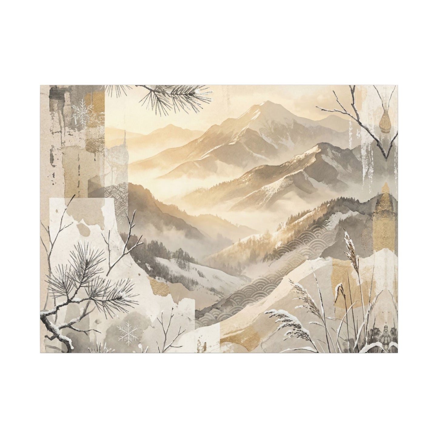 Shibui Mountain Mist Canvas Art - Japandi Japanese Pattern